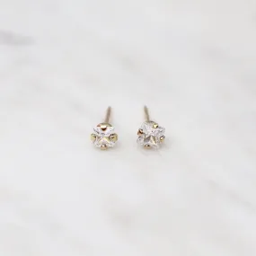 14k Gold Square CZ Stud Earrings