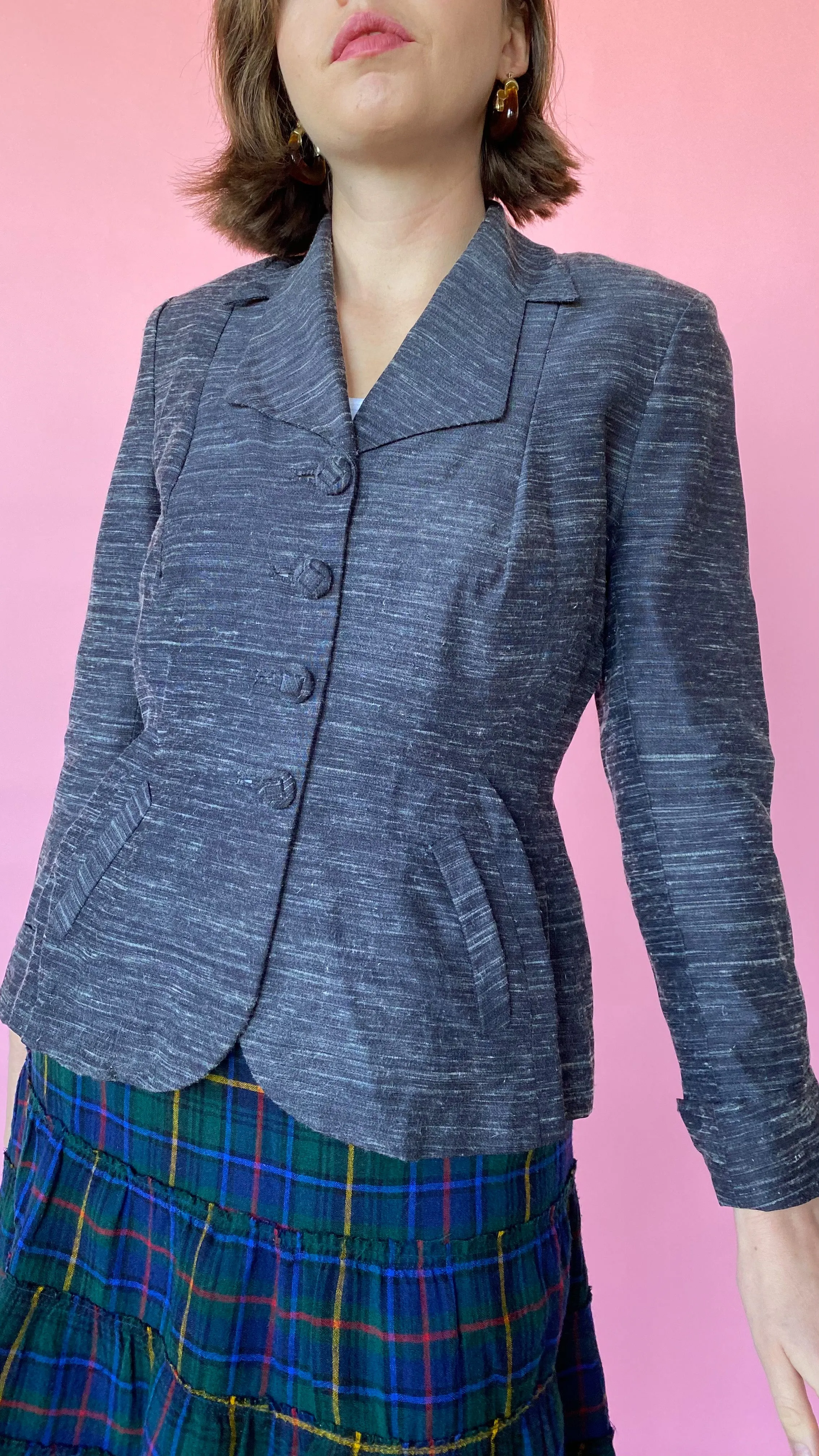 1950s Gray Static Jacket, sz. S/M