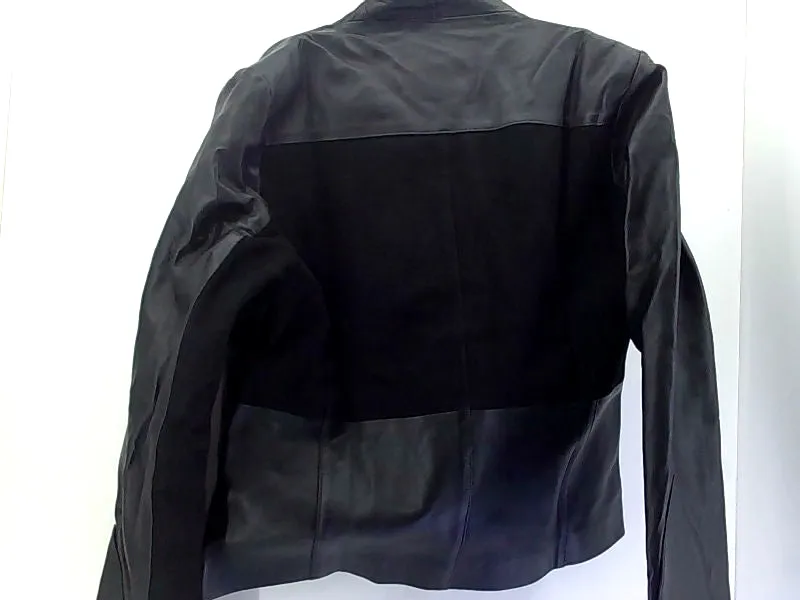 3XLarge Women's Black Loose Fit Leather Jacket with Zipper Details