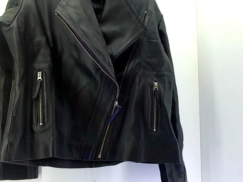 3XLarge Women's Black Loose Fit Leather Jacket with Zipper Details