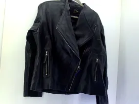 3XLarge Women's Black Loose Fit Leather Jacket with Zipper Details