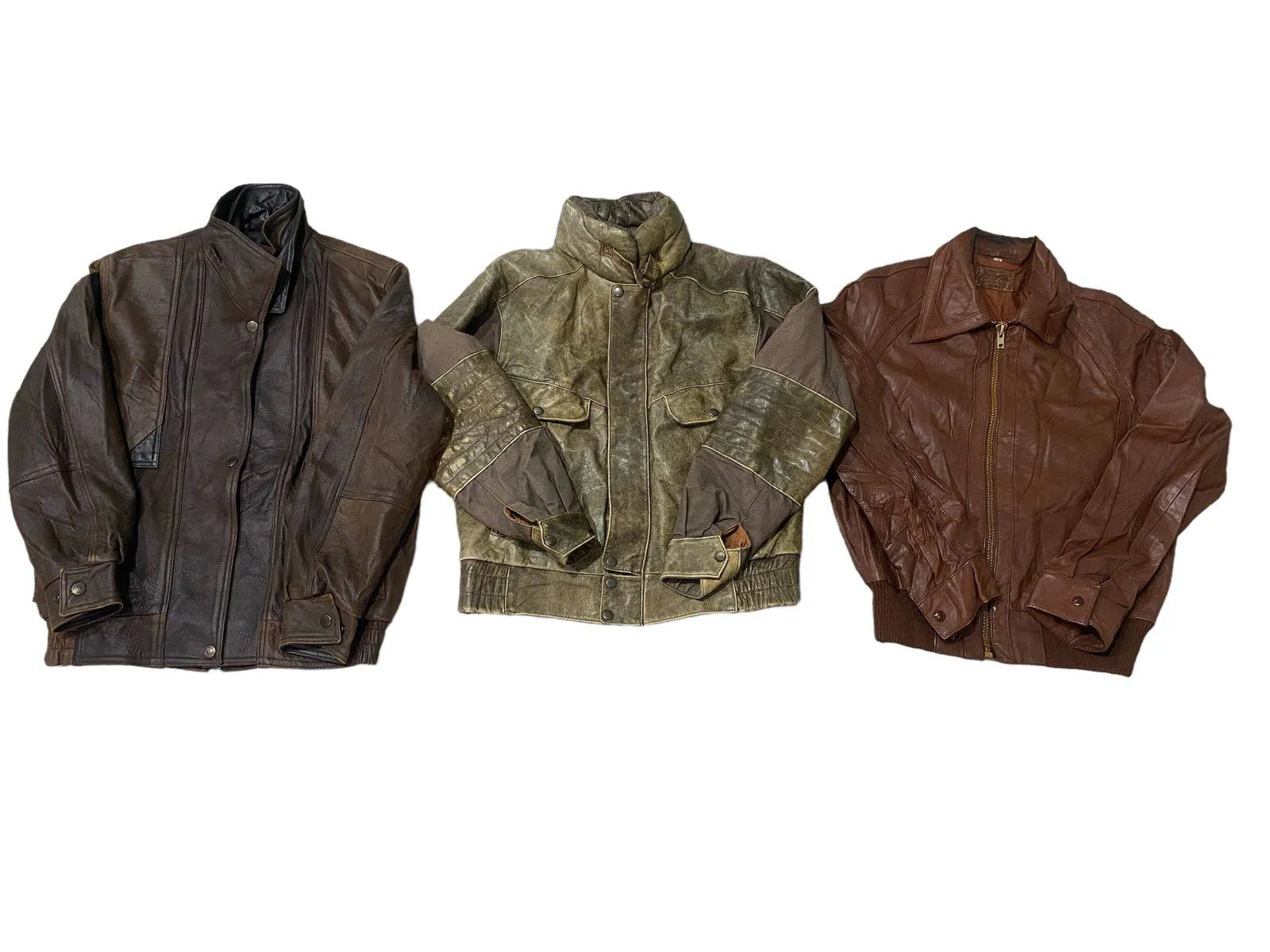 90s Vintage Leather Bomber Jackets Mix - 13 Pcs