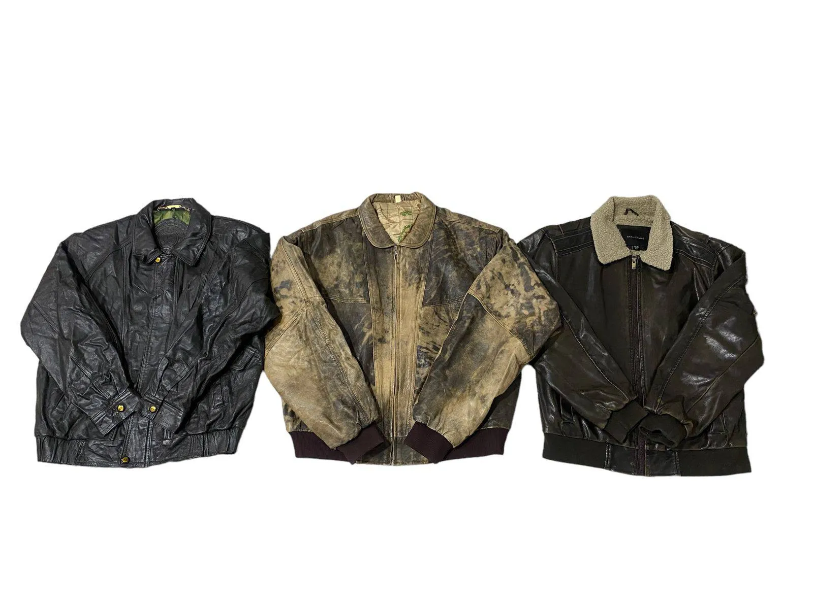 90s Vintage Leather Bomber Jackets Mixed - 10 Pcs