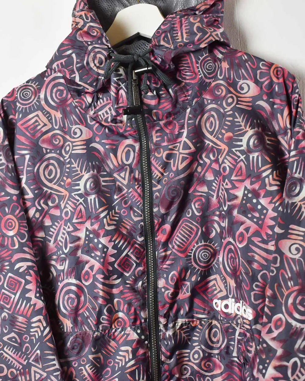 Adidas All-Over Print Hooded Windbreaker Jacket - Medium