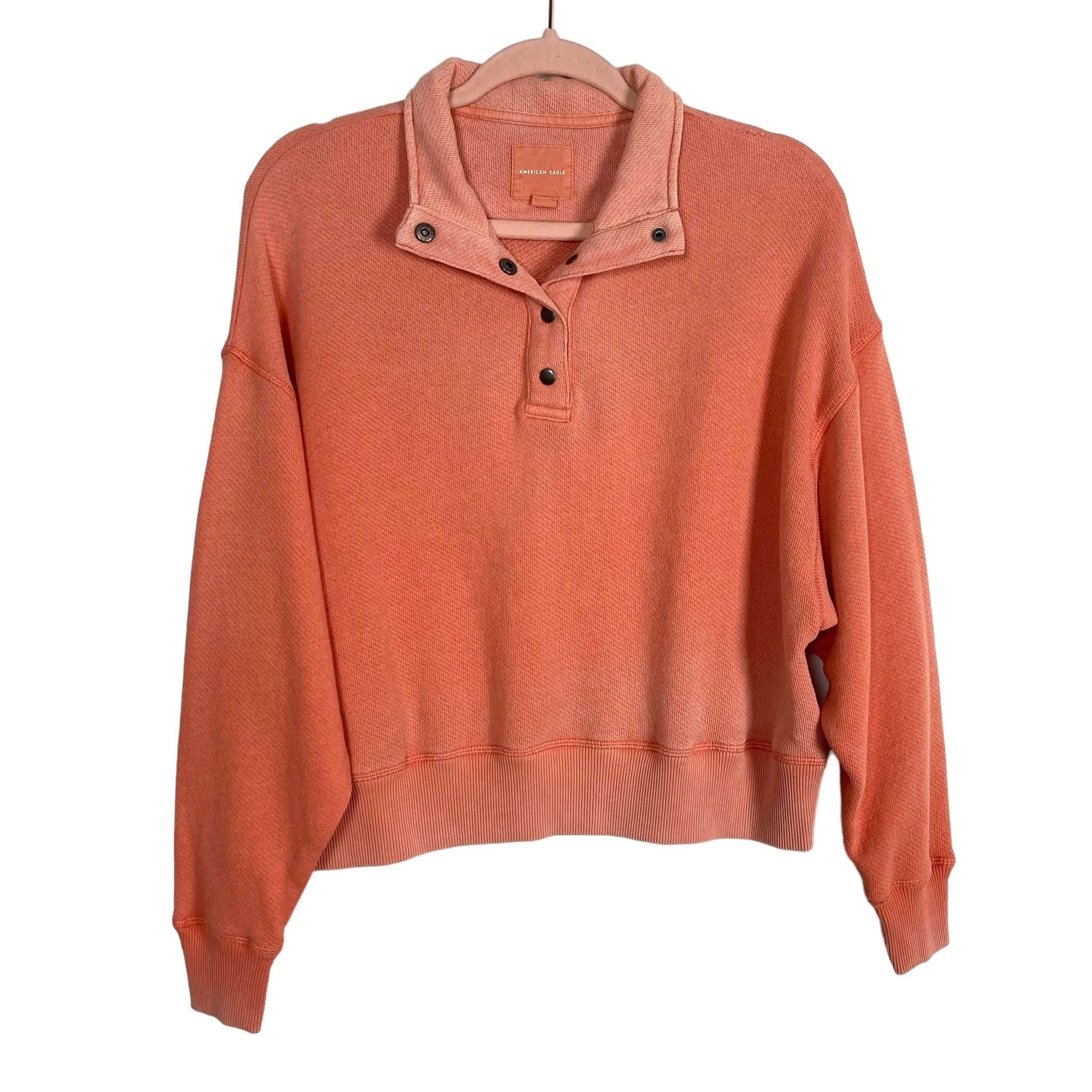 American Eagle Peach Quarter Snap Pullover- Size S (see notes)