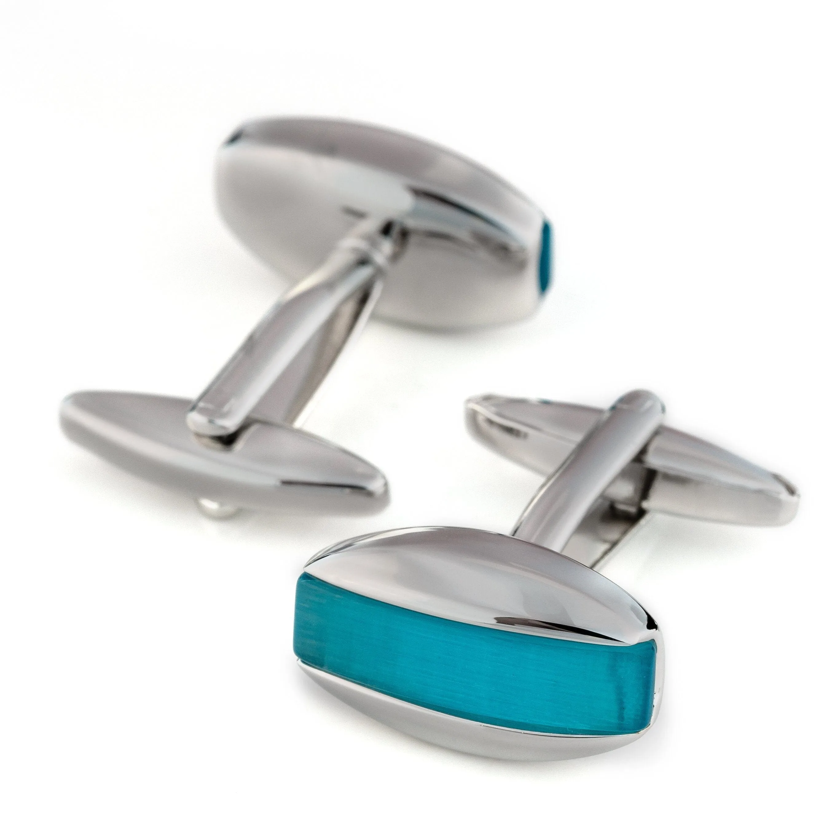 Aqua Blue Cateye Cufflinks