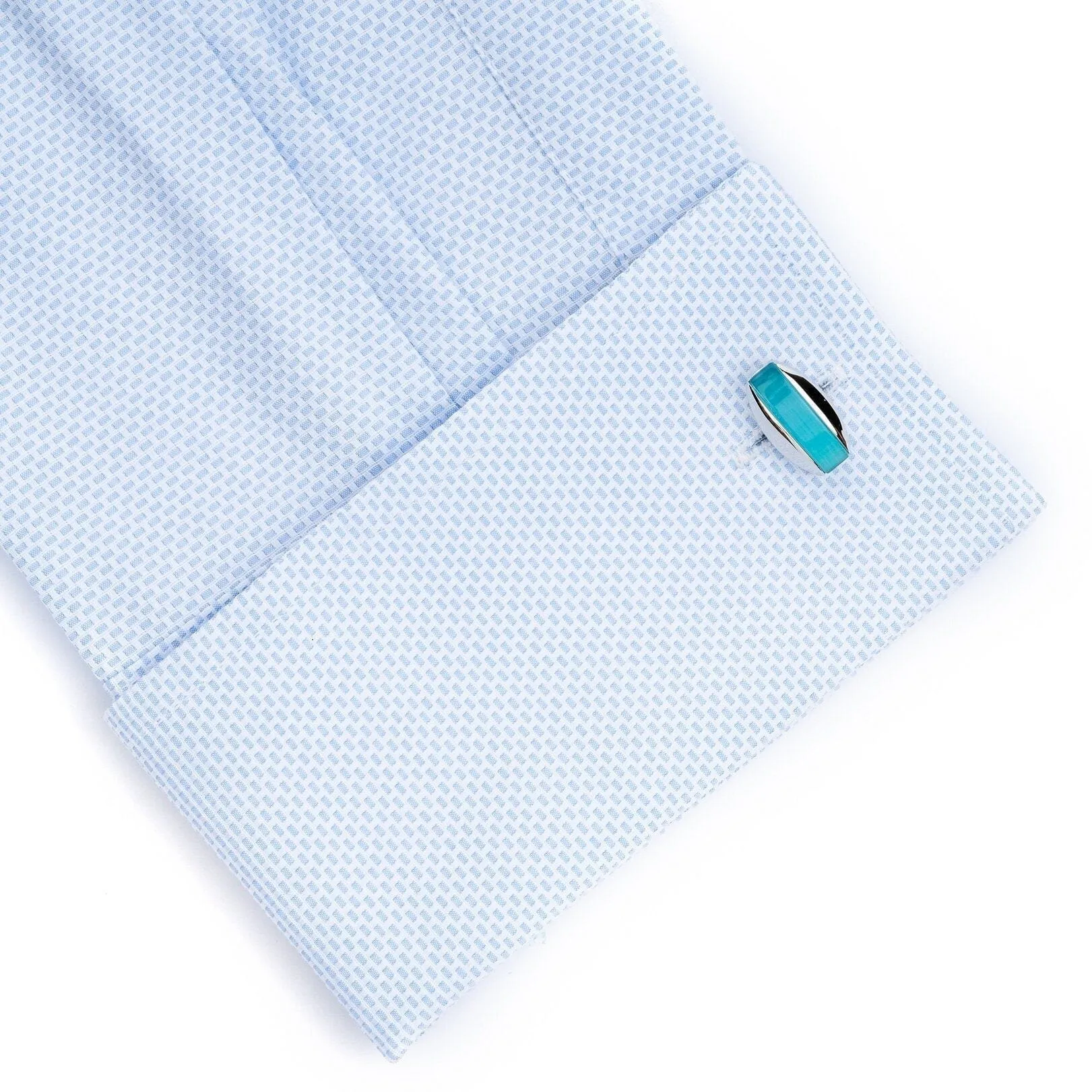 Aqua Blue Cateye Cufflinks