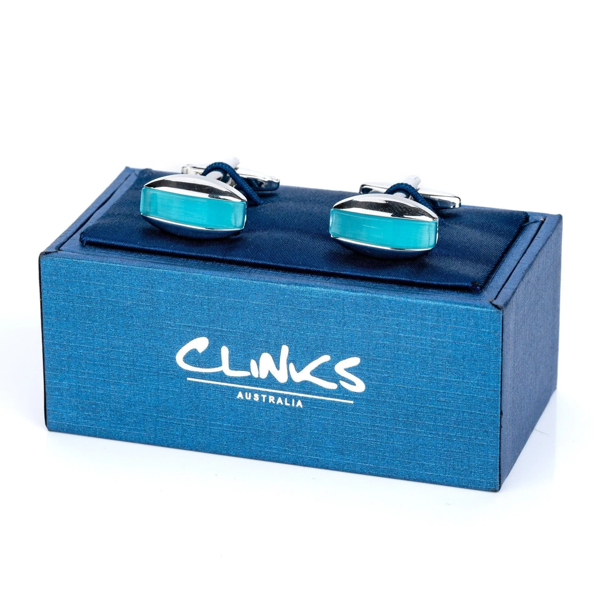 Aqua Blue Cateye Cufflinks