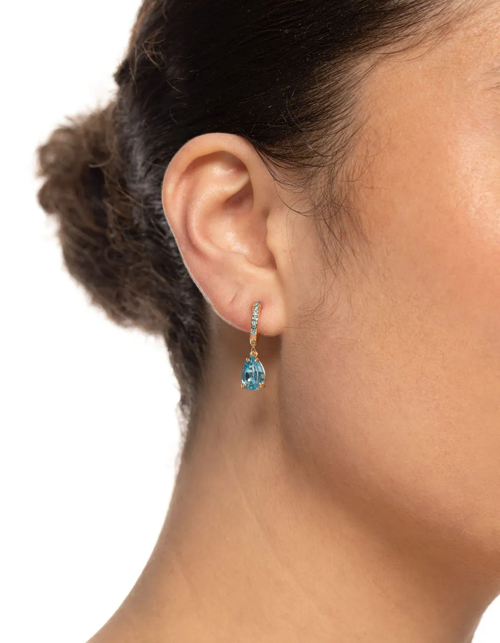 Aqua Diamante Pear Drop Earrings