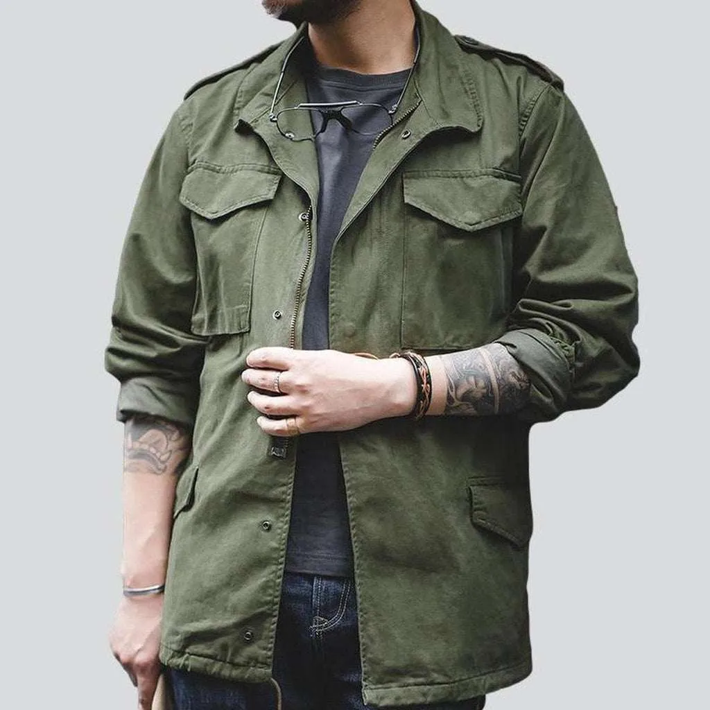 Army green men jeans jacket