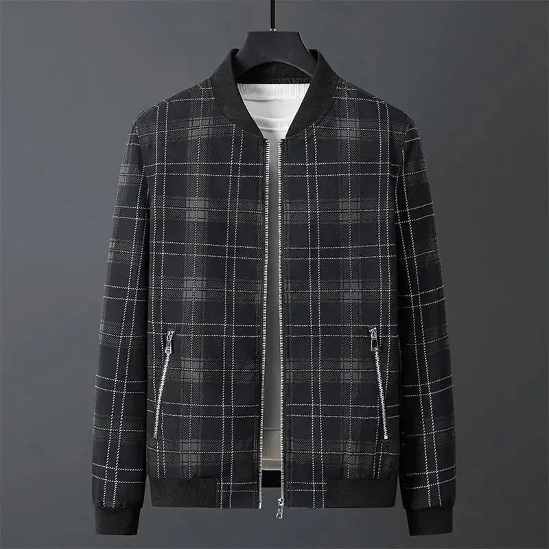 Autumn Man's Jacket Business British Casual Fashion Vintage Lattice Male Coat High Street Trend Versatile Slim Top Clothing New