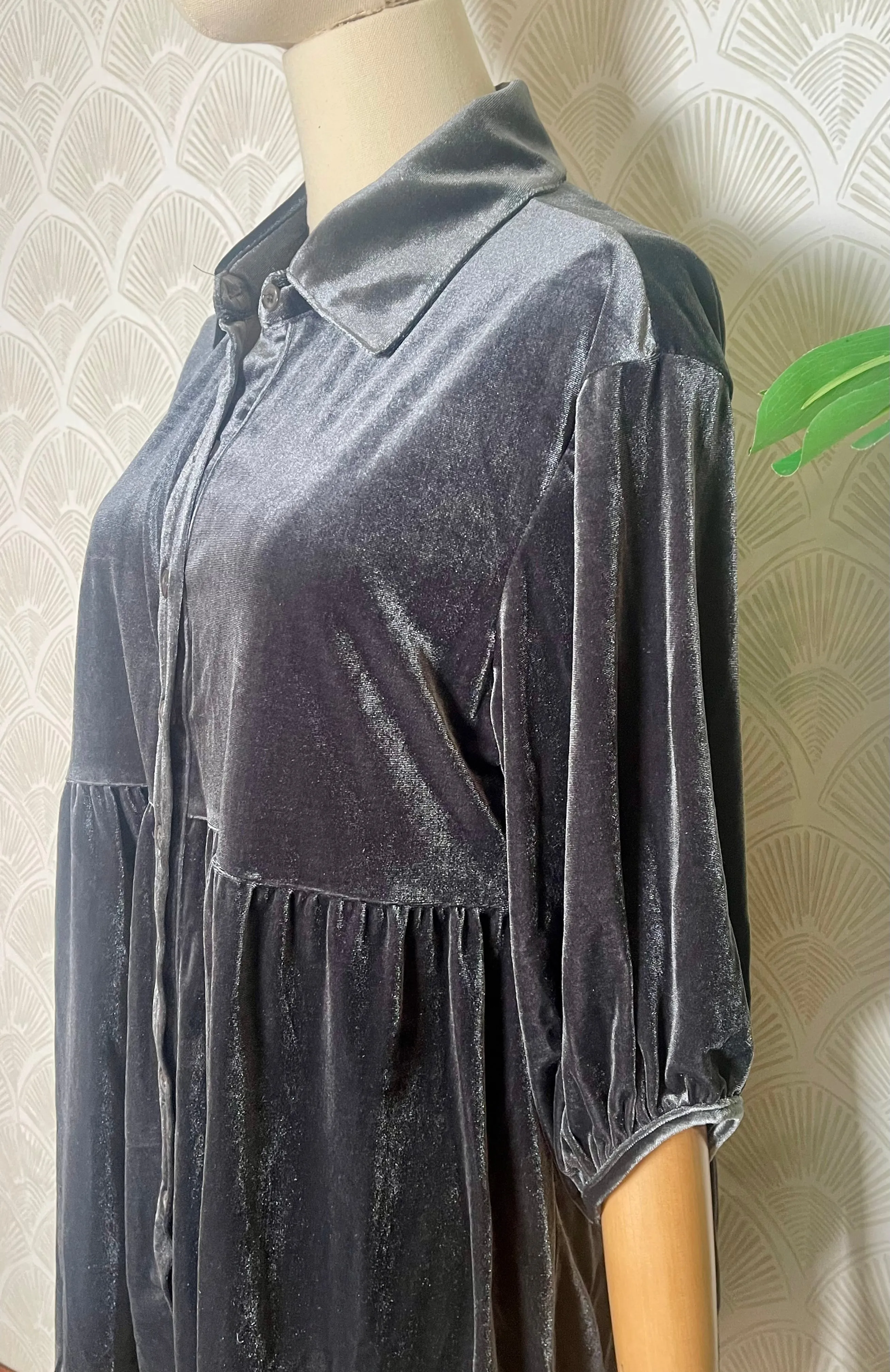 Babydoll Velvet Tunic in Slate