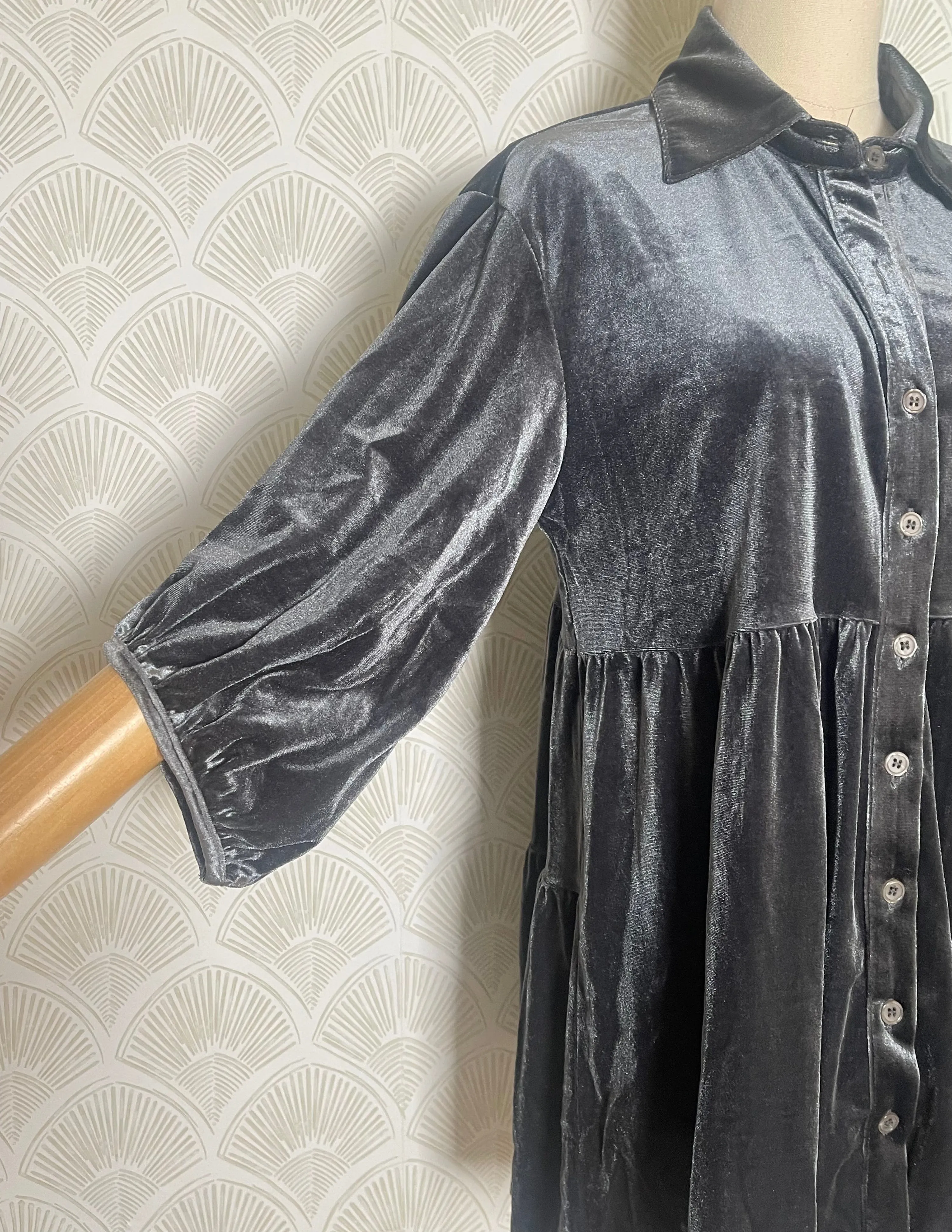 Babydoll Velvet Tunic in Slate