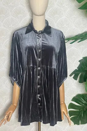 Babydoll Velvet Tunic in Slate