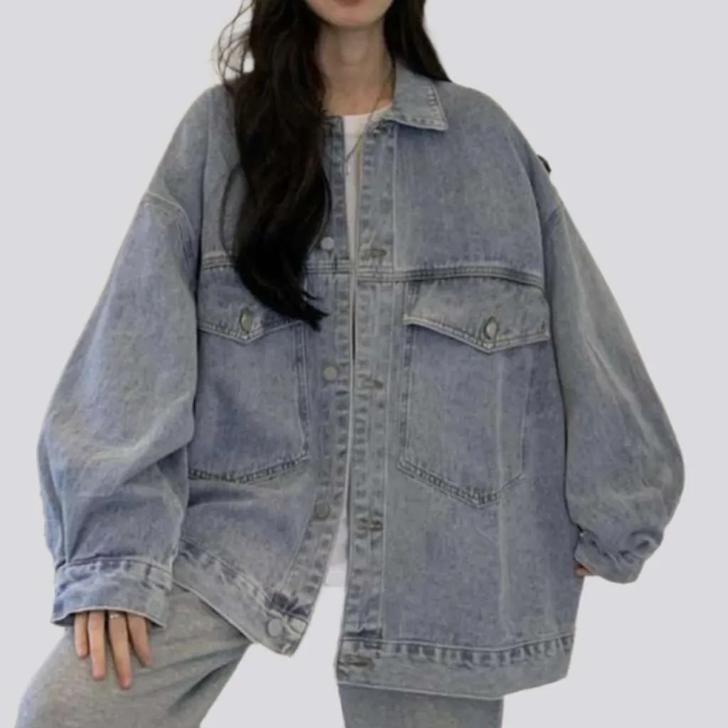 Back print oversized denim jacket