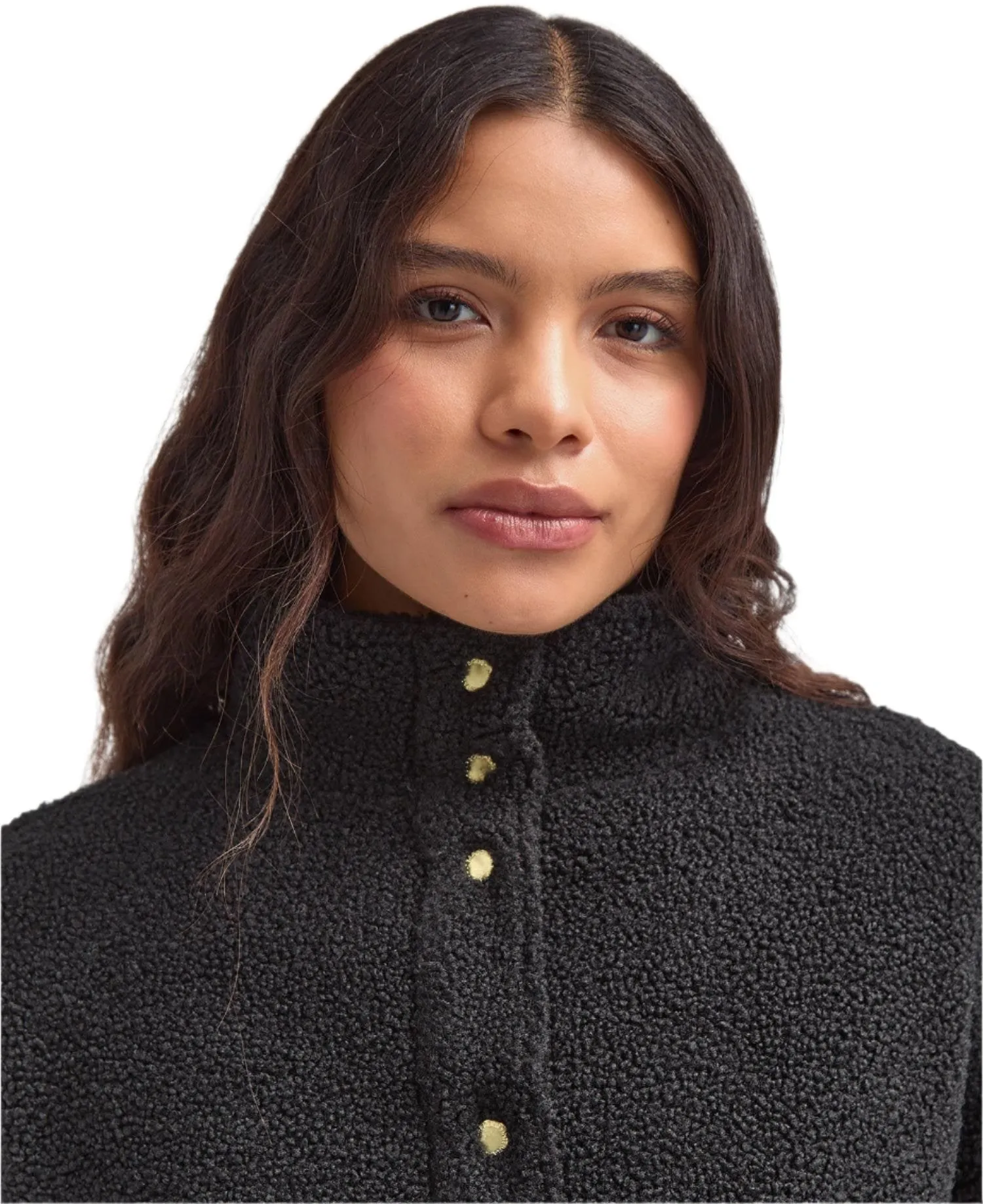 Barbour International Callie Fleece Bomber Jacket in Classic Black