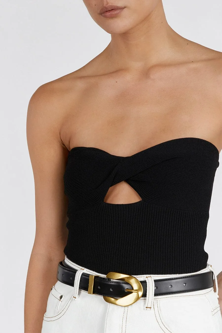 BIANCA BLACK BANDEAU KNIT TOP