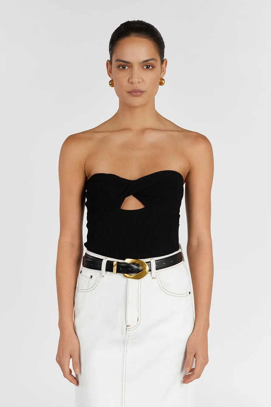 BIANCA BLACK BANDEAU KNIT TOP