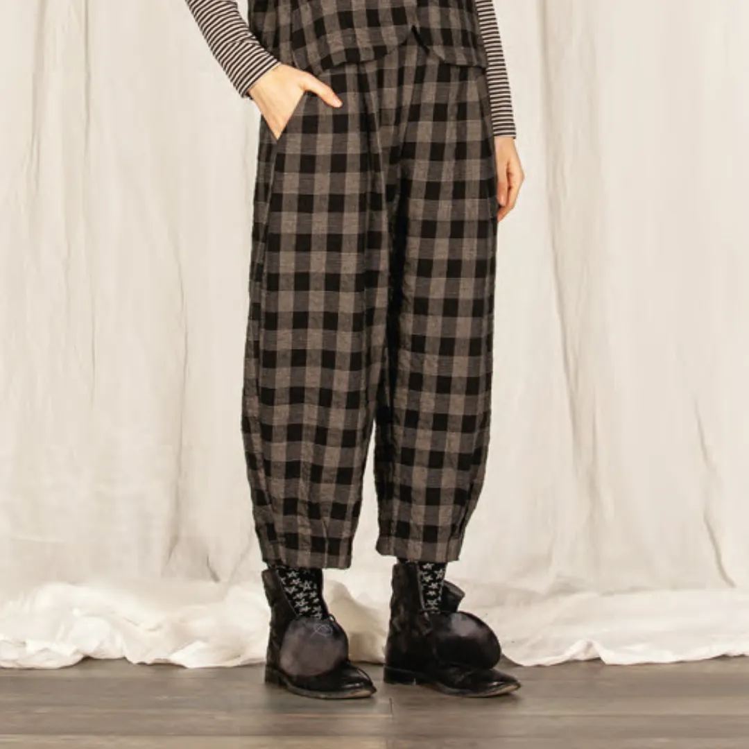 Bianco S Crinkle Check Trousers - Nero