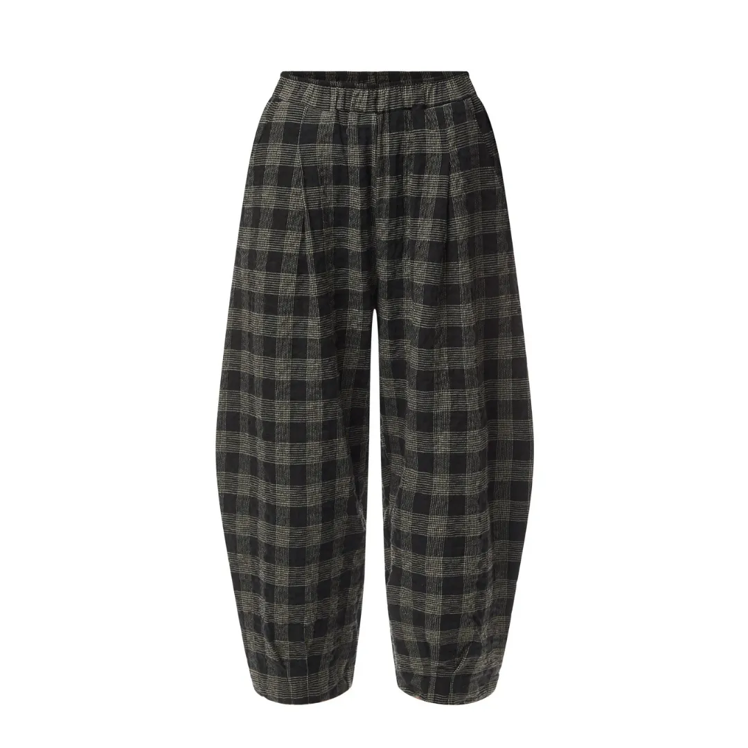 Bianco S Crinkle Check Trousers - Nero