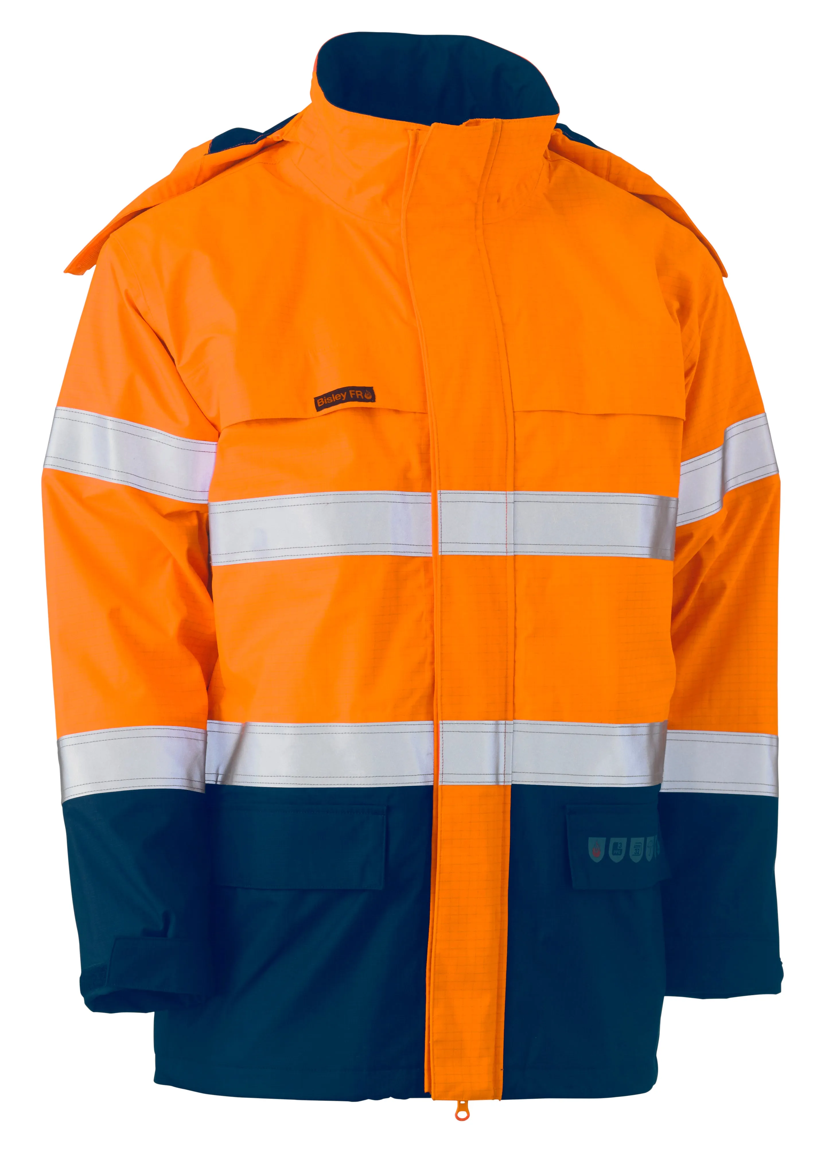 BJ8110T Bisley Taped Two Tone Hi Vis FR Wet Weather Shell Jacket