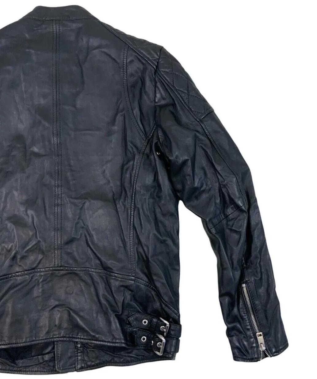 BLACK DIESEL LEATHER BIKER JACKET SIZE S