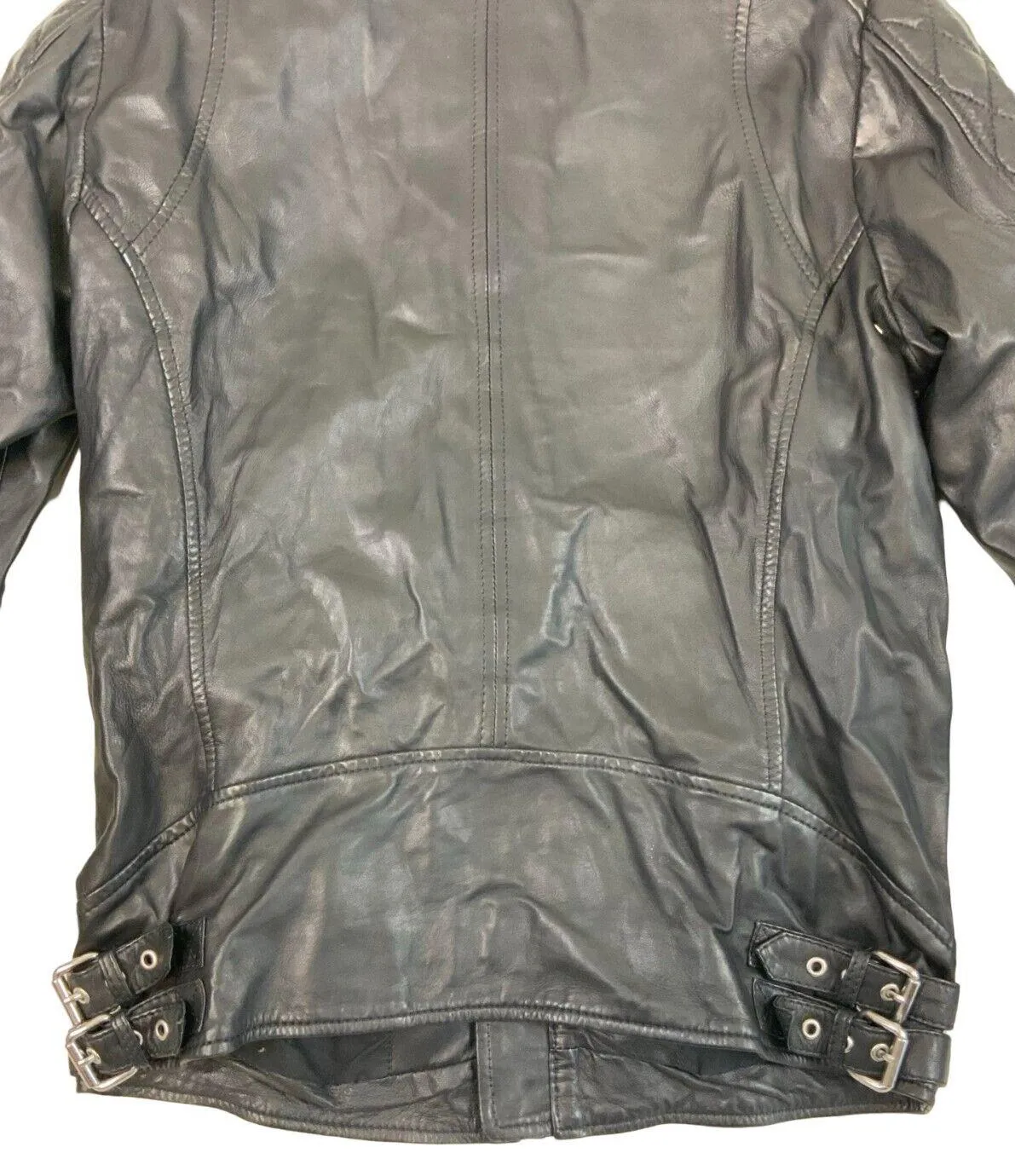 BLACK DIESEL LEATHER BIKER JACKET SIZE S