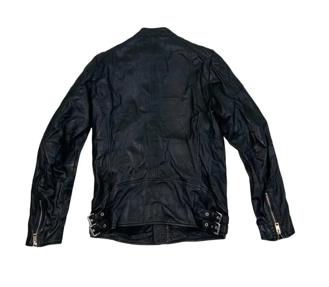 BLACK DIESEL LEATHER BIKER JACKET SIZE S