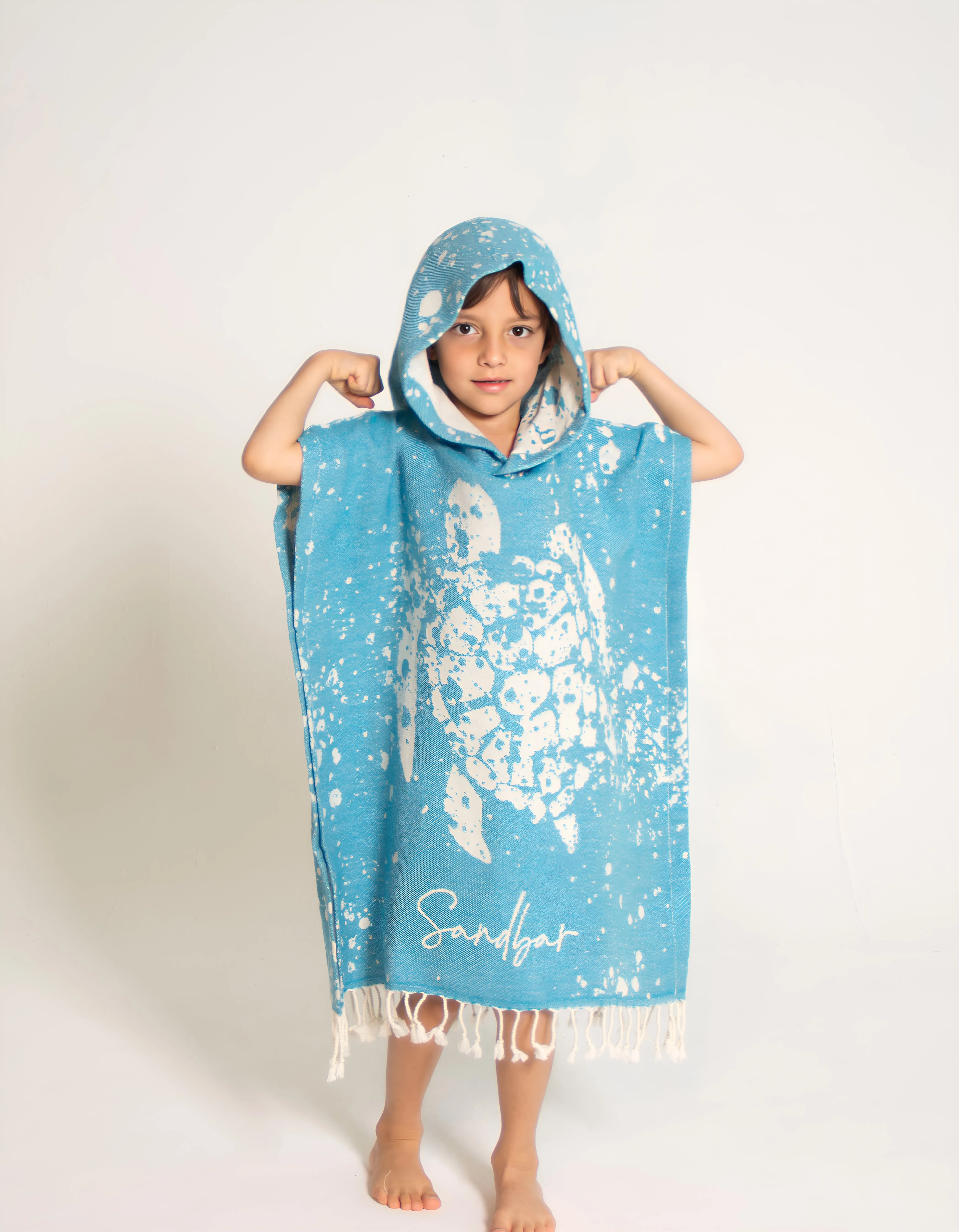 Blue Turkish Cotton Poncho Towel