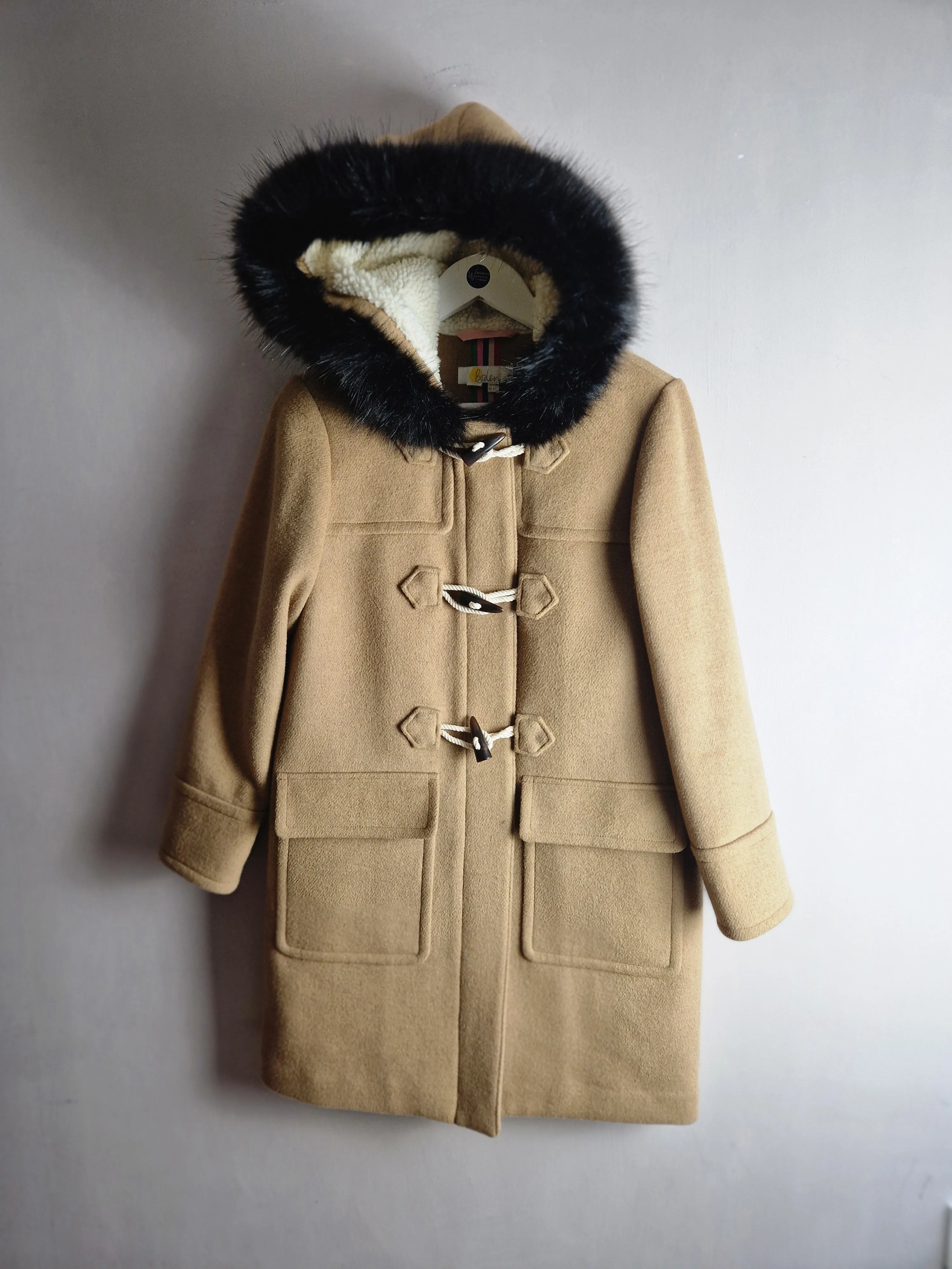 Boden tan wool blend duffle coat - size 12 P