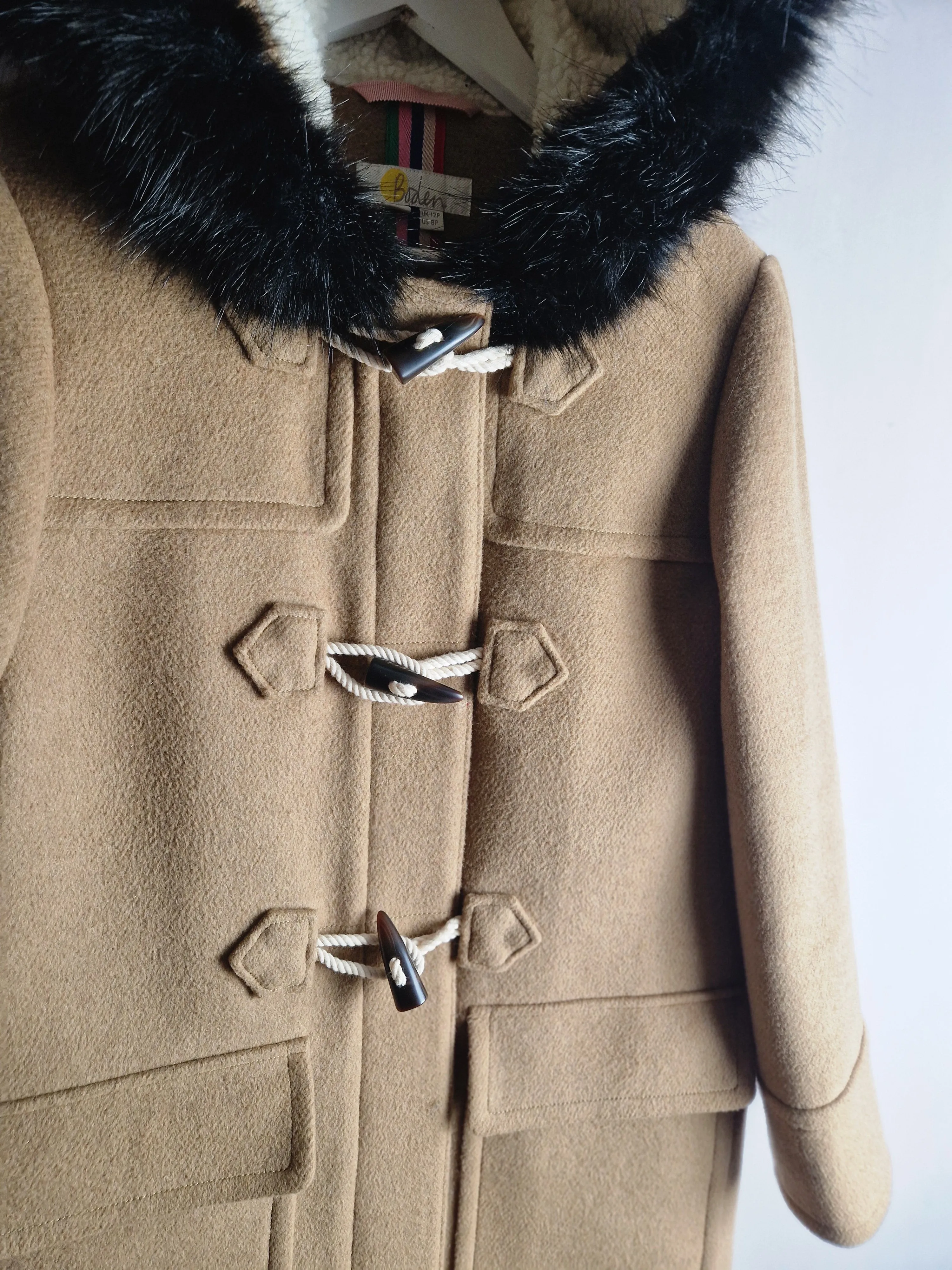 Boden tan wool blend duffle coat - size 12 P