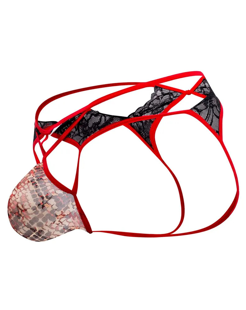 Candyman 99663 Edgy Lace Jockstrap Red-print