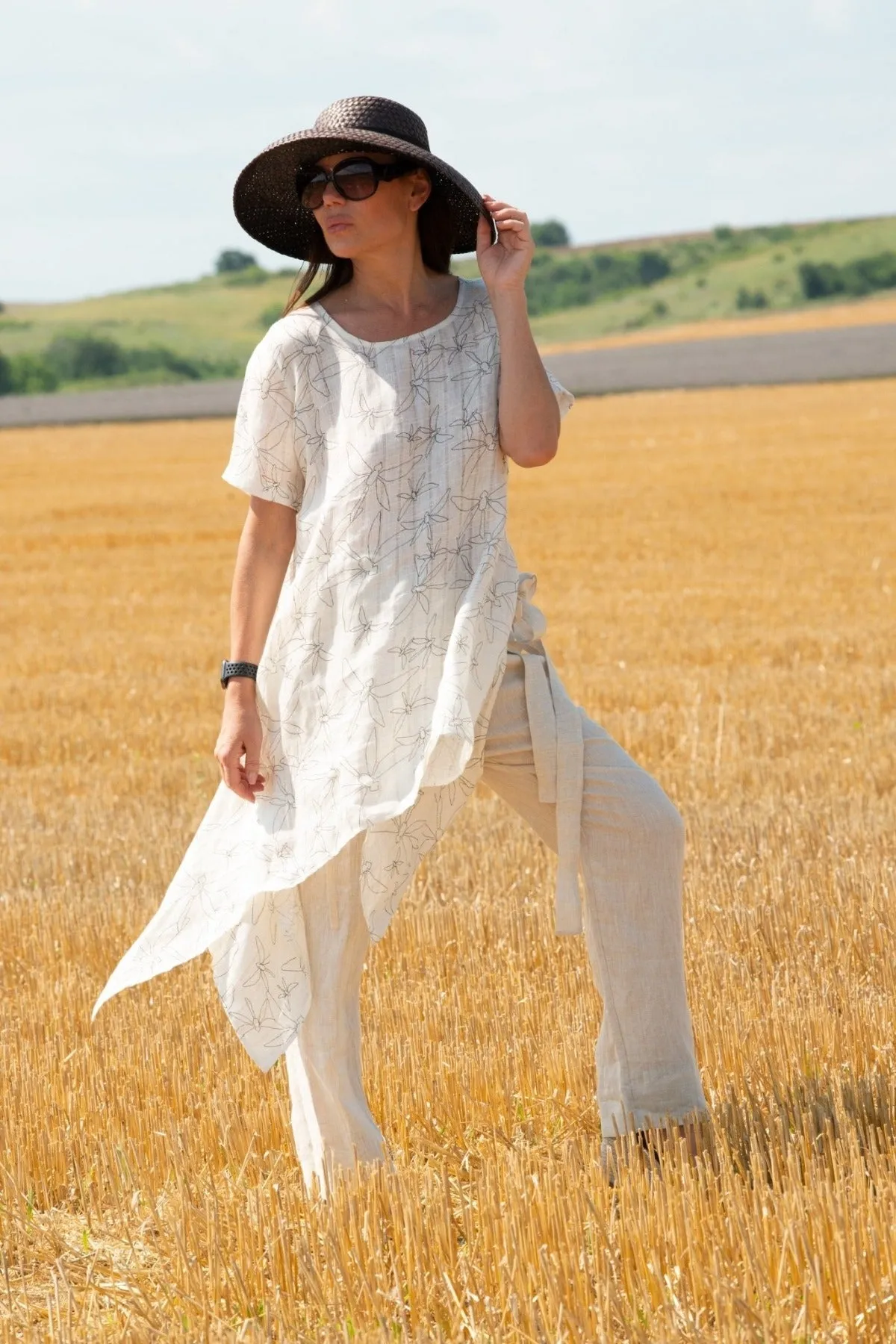 CAROLINE Print Linen Tunic