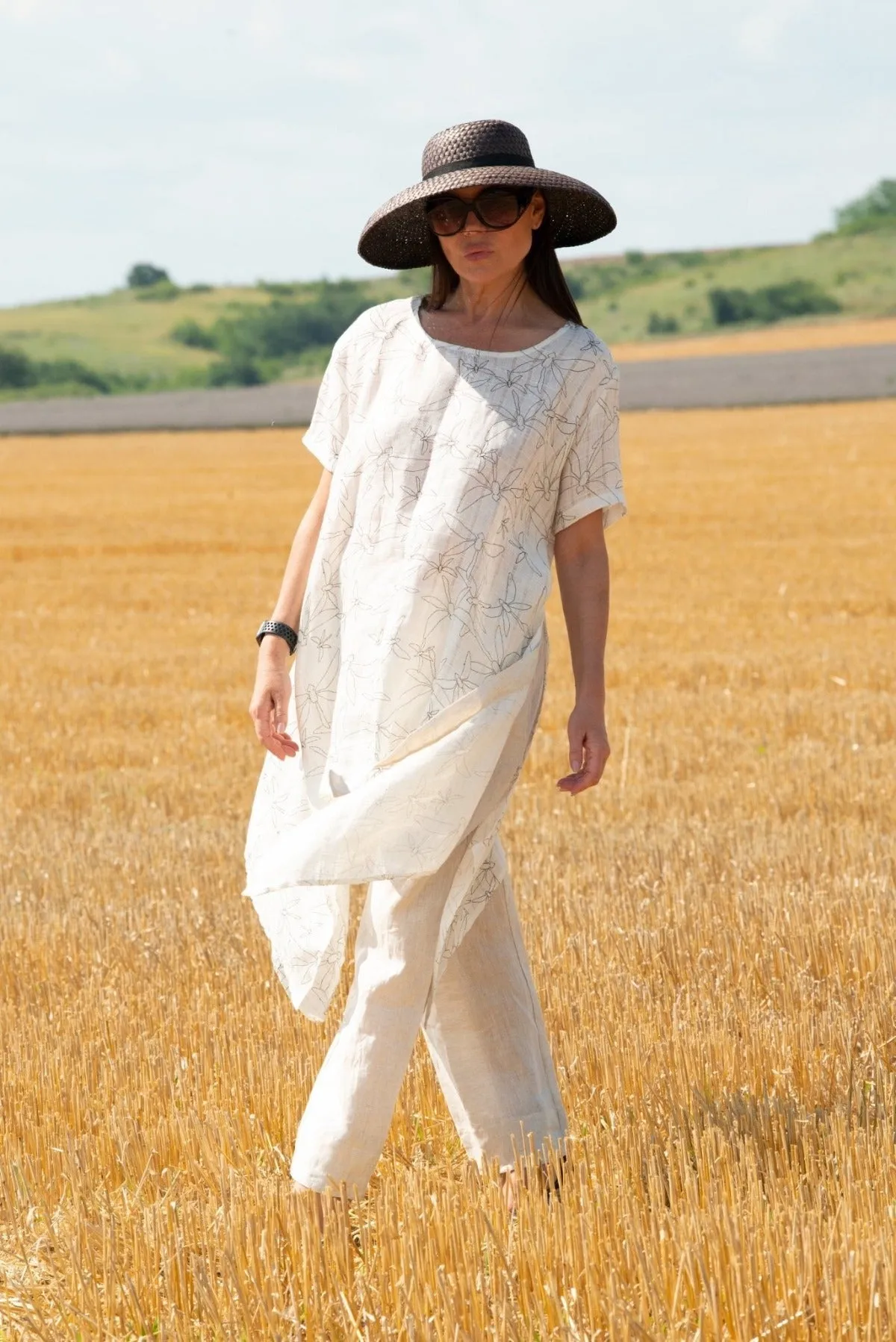 CAROLINE Print Linen Tunic