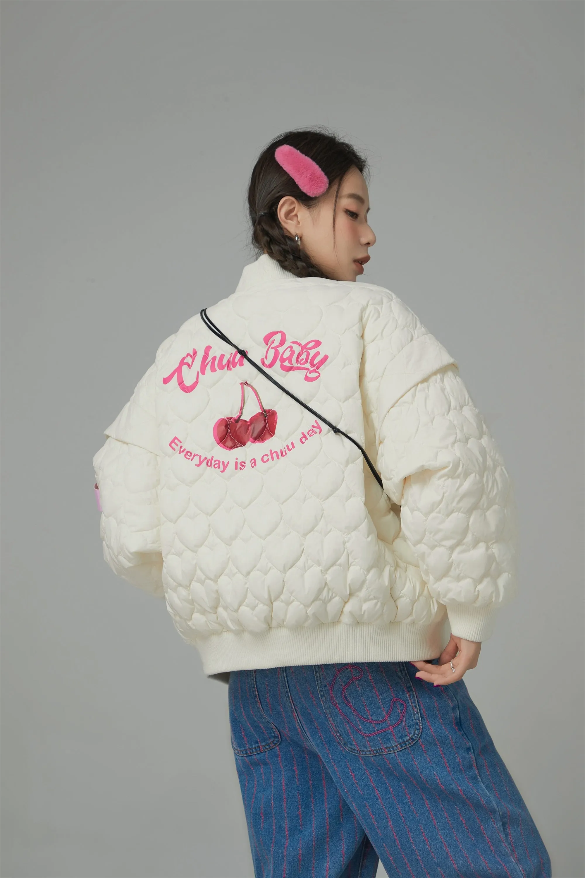 Cherry Heart Quilted Padded Jacket