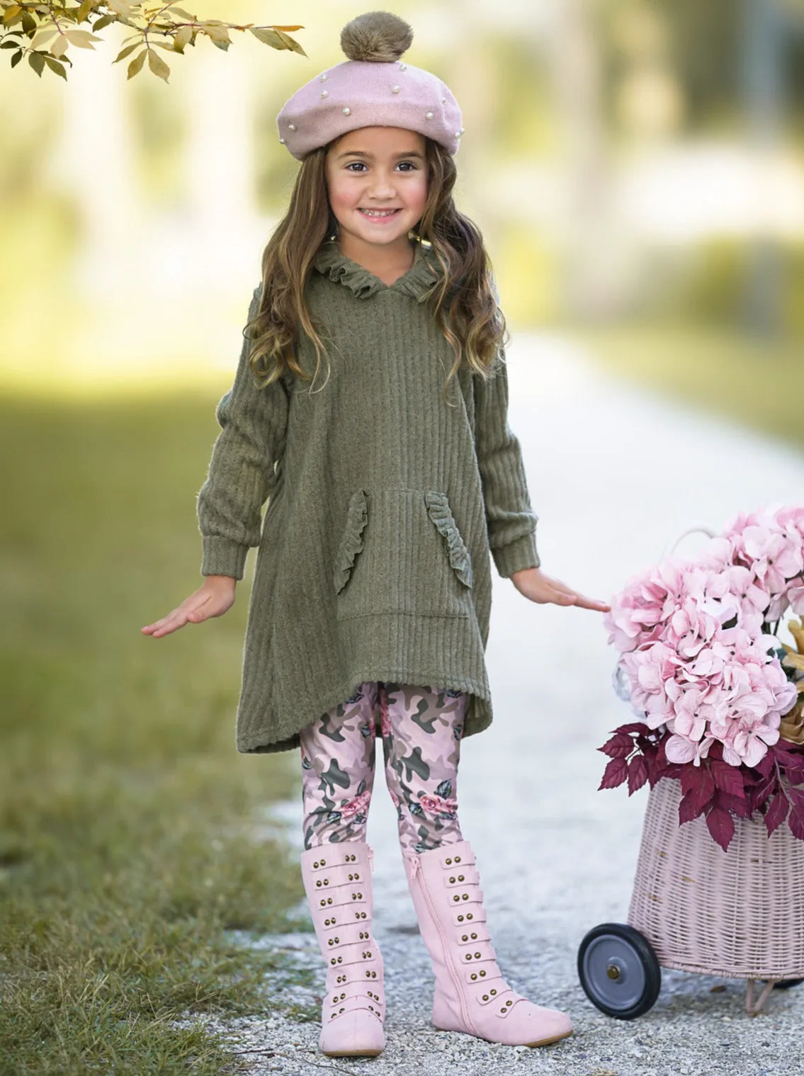 Cozy Woodland Hooded Tunic and Camouflage Legging Set