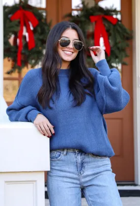 Curated Look Blue Oversized Sweater