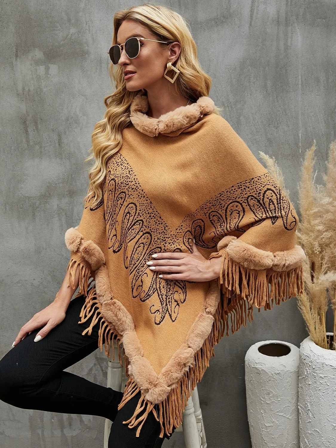 Daniella™ | Fringe Cape Sleeve Poncho