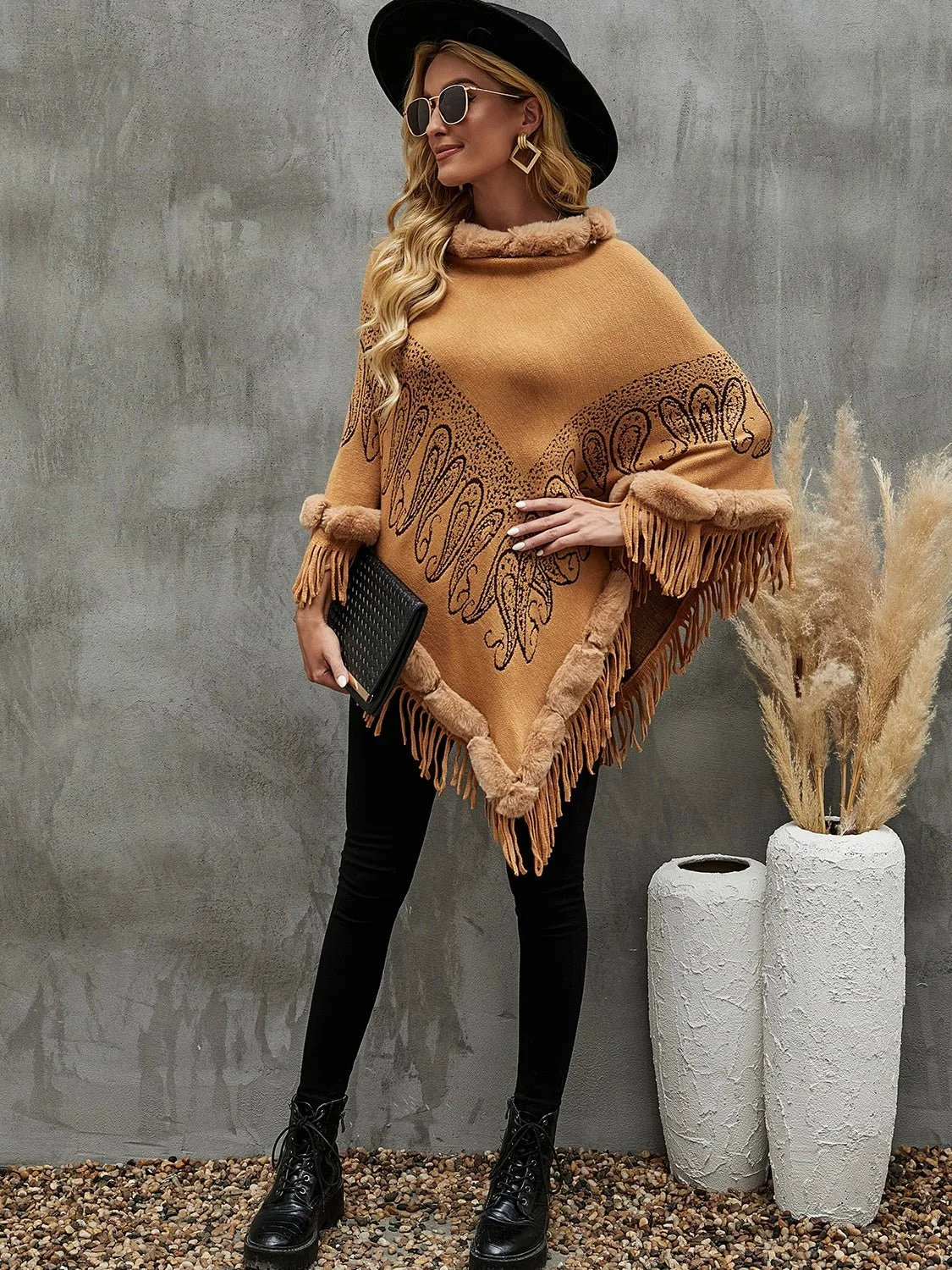 Daniella™ | Fringe Cape Sleeve Poncho