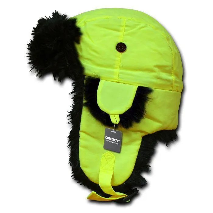 Decky Aviator Bomber Trooper Trapper Neon Faux Fur Ear Flap Hats Caps