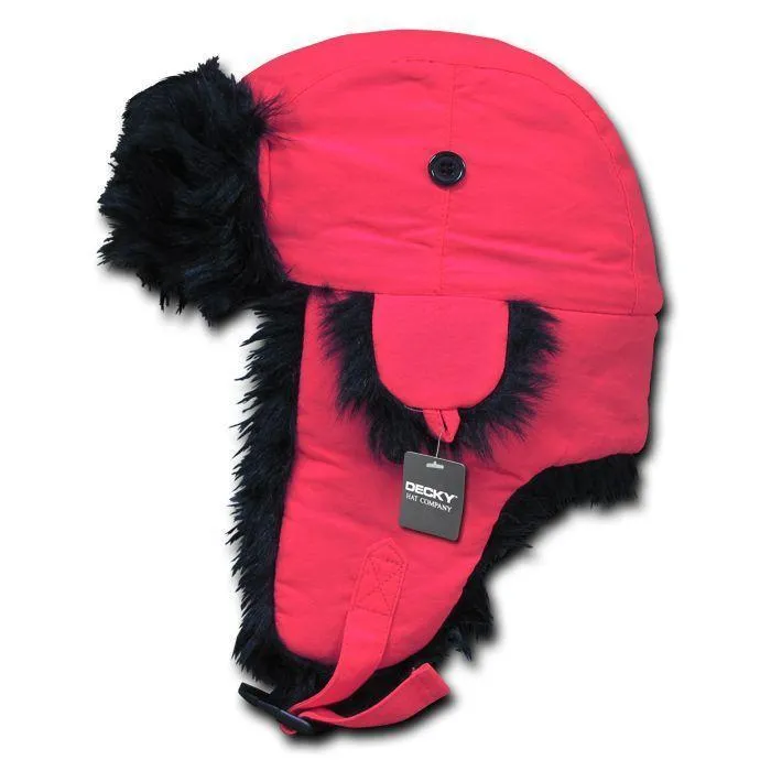 Decky Aviator Bomber Trooper Trapper Neon Faux Fur Ear Flap Hats Caps