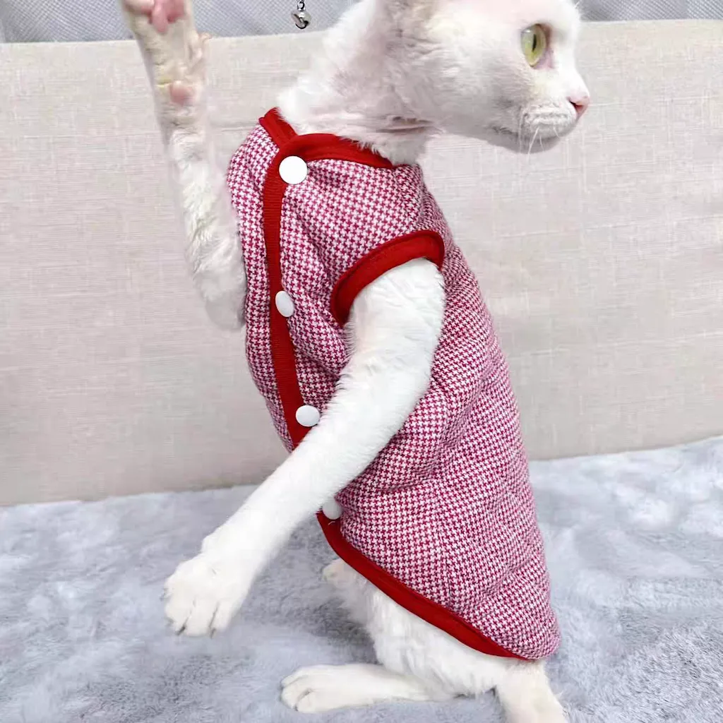 Diamond Quilted Vest Sphynx Cat Jacket