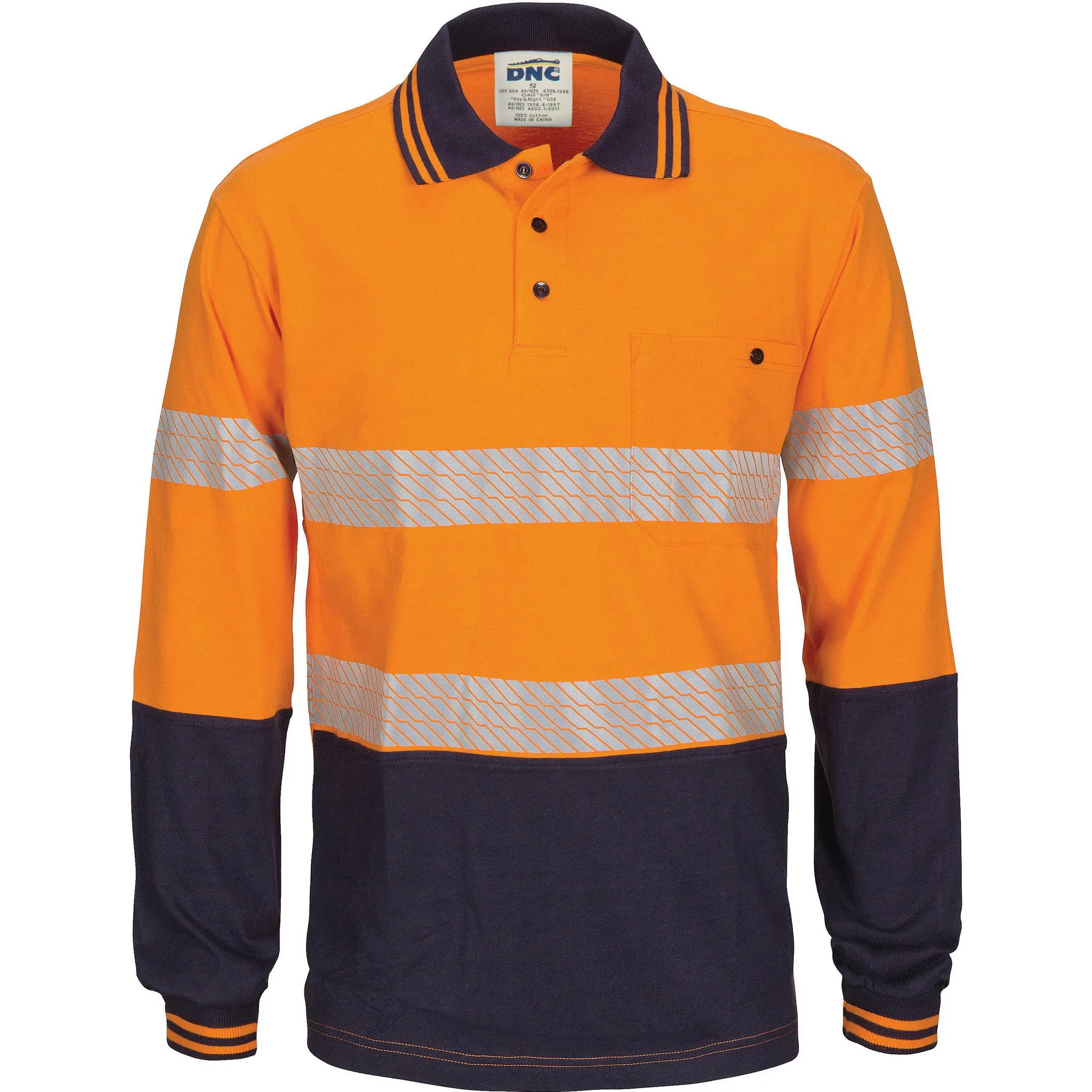 DNC Hi Vis Segment Tape Cotton Jersey Polo Long Sleeve (3516)