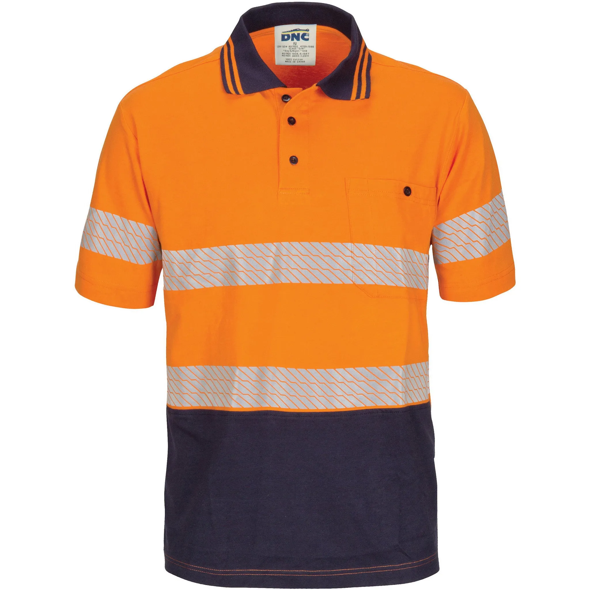 DNC Hi Vis Segment Taped Cotton Jersey Polo Short Sleeve (3515)