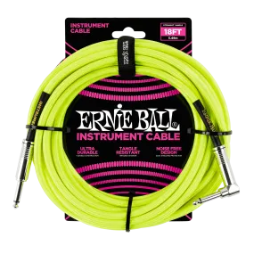 Ernie Ball 18 Braided Straight / Angle Instrument Cable Neon - Yellow