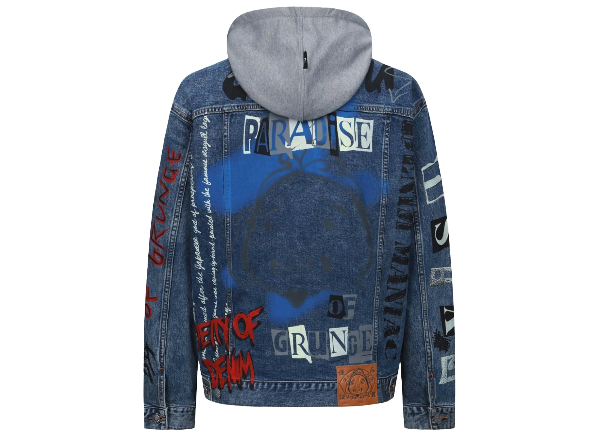 Evisu Graffiti Print Loose Fit Hooded Denim Jacket