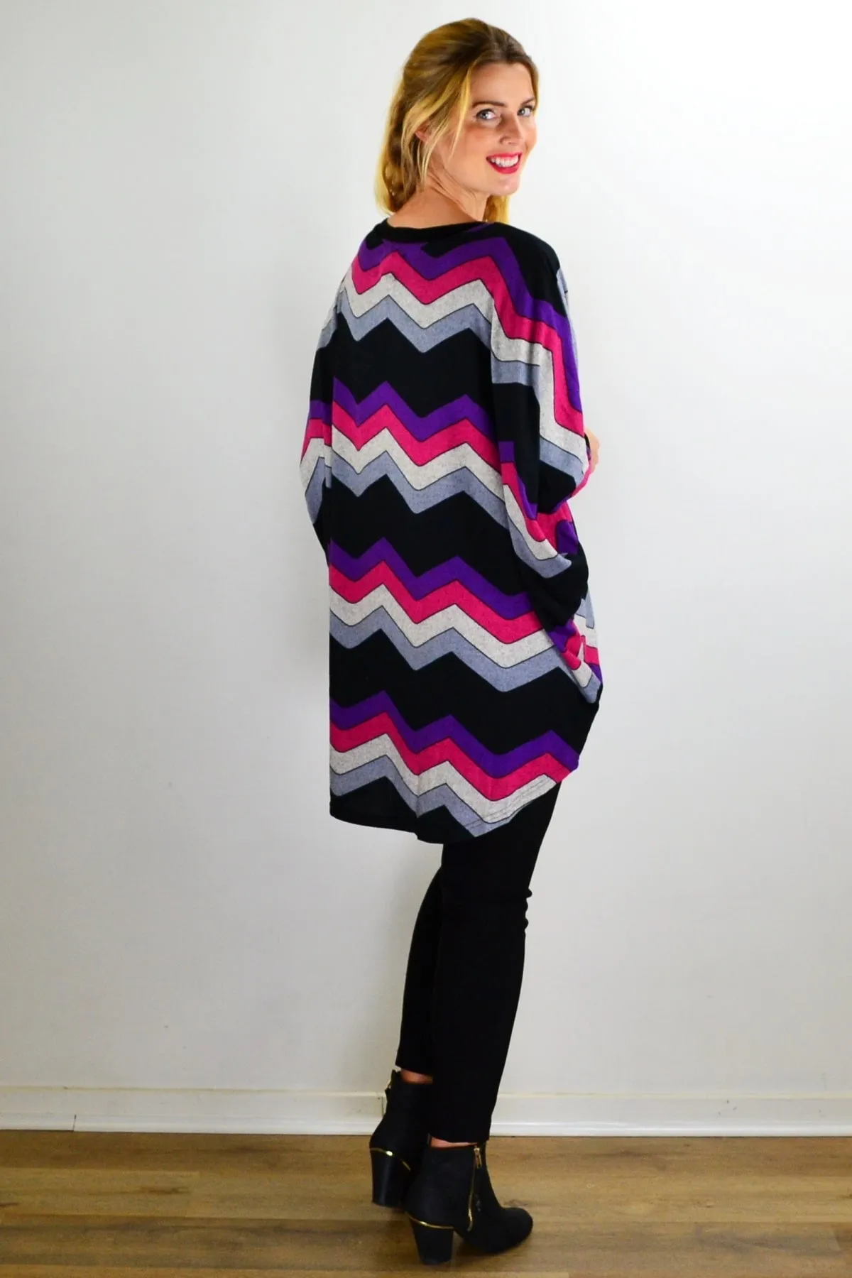 Fabulous Fleece Zig Zag knit Tunic Top