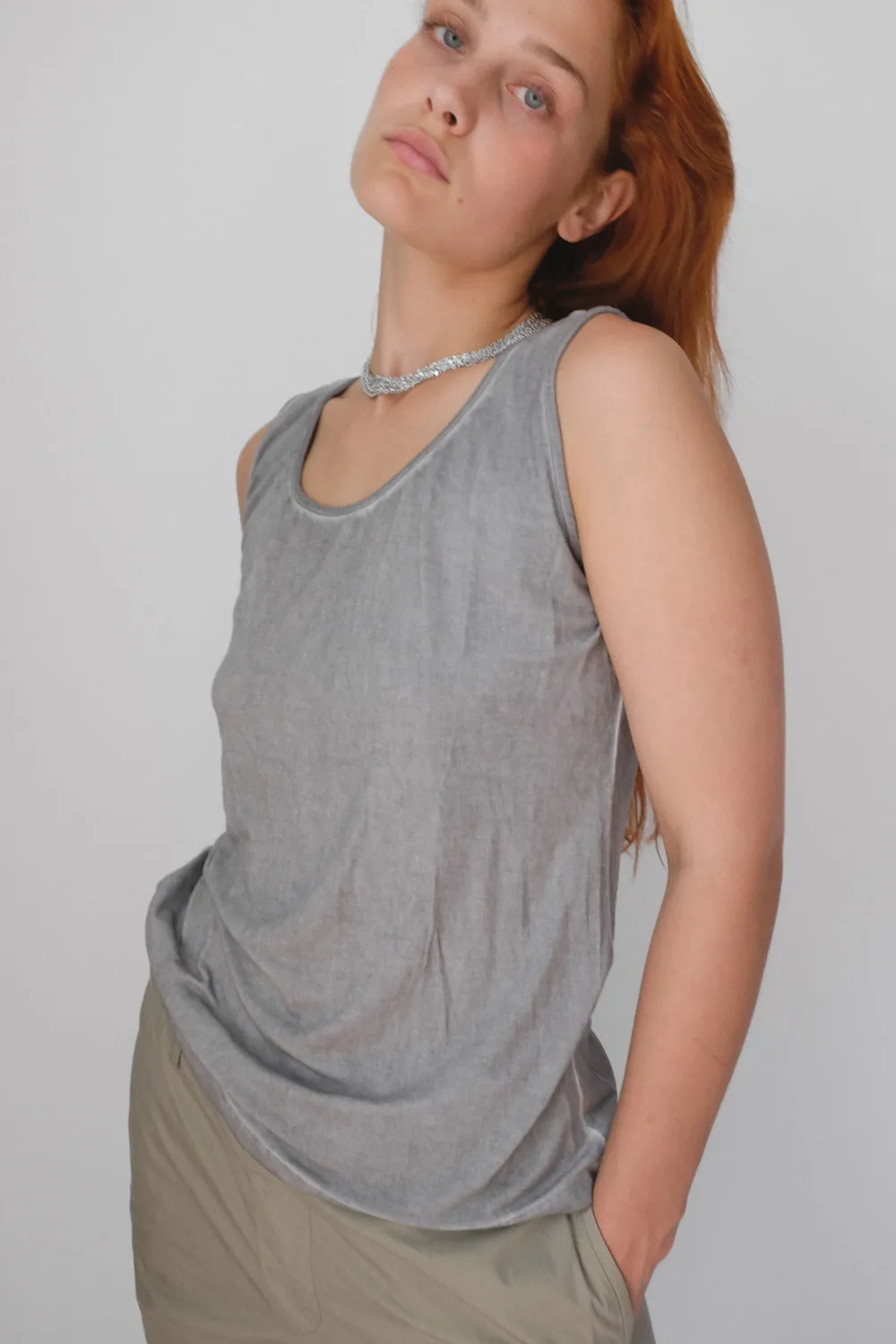 GREY FADED VISCOSE Y2K TANKTOP