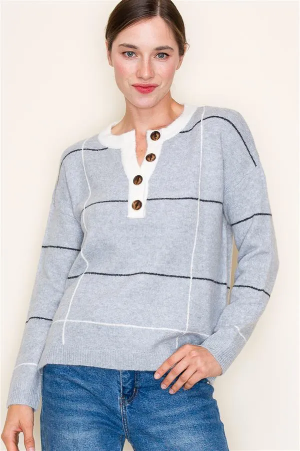 Grid Button Sweaters - 2 Colors!