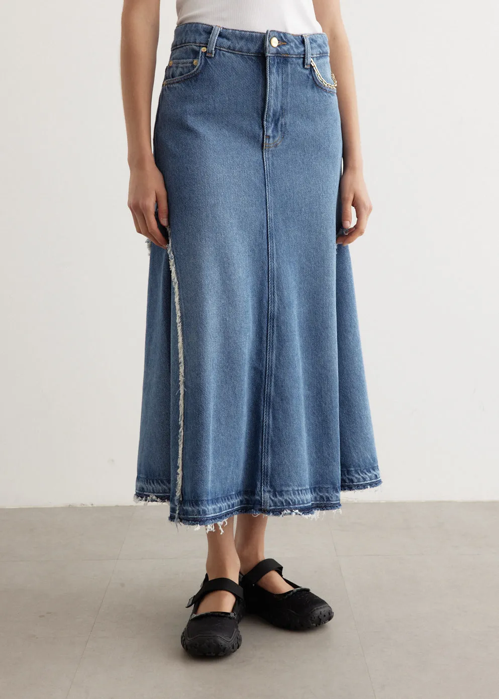 Heavy Denim Midi Skirt